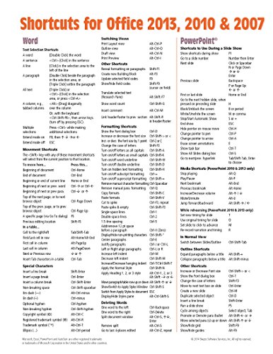 Book Cover Shortcuts for Microsoft Office 2013, 2010 & 2007 Quick Reference Guide (Cheat Sheet of Keyboard Shortcuts- Laminated Card)