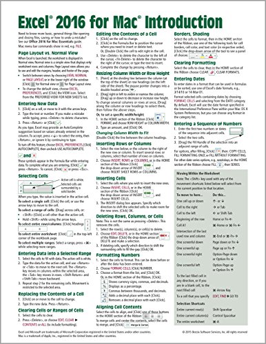 Book Cover Excel 2016 for Mac Introduction Quick Reference Guide (Cheat Sheet of Instructions, Tips & Shortcuts - Laminated Cards)