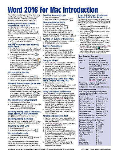 Book Cover Word 2016 for Mac Introduction Quick Reference Guide (Cheat Sheet of Instructions, Tips & Shortcuts - Laminated Card)