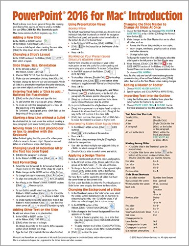 Book Cover PowerPoint 2016 for Mac Introduction Quick Reference Guide (Cheat Sheet of Instructions, Tips & Shortcuts - Laminated Card)