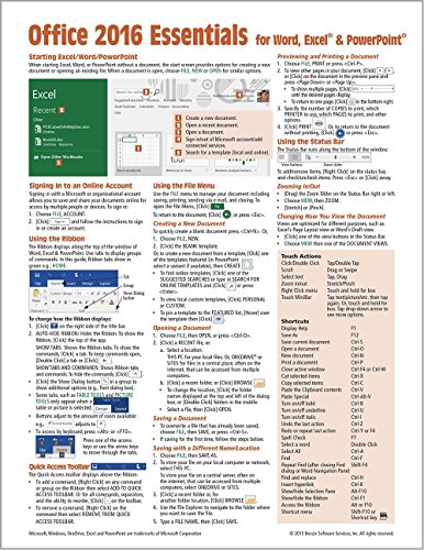 Book Cover Microsoft Office 2016 Essentials Quick Reference Guide - Windows Version (Cheat Sheet of Instructions, Tips & Shortcuts - Laminated Card)