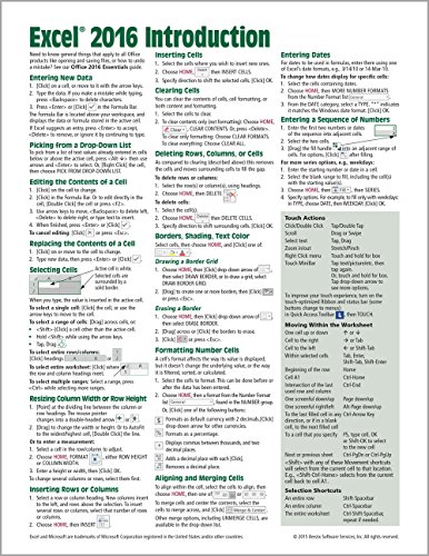Book Cover Microsoft Excel 2016 Introduction Quick Reference Guide - Windows Version (Cheat Sheet of Instructions, Tips & Shortcuts - Laminated Card)
