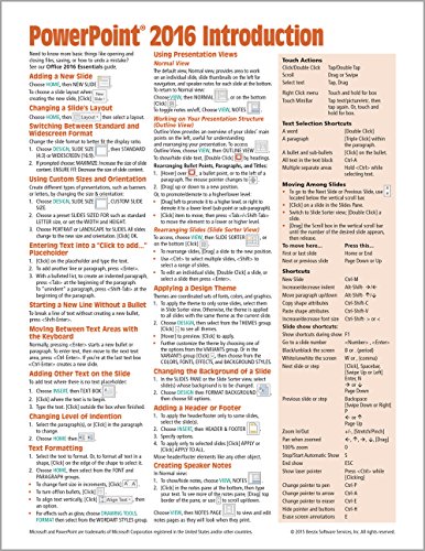 Book Cover Microsoft PowerPoint 2016 Introduction Quick Reference Guide - Windows Version (Cheat Sheet of Instructions, Tips & Shortcuts - Laminated Card)