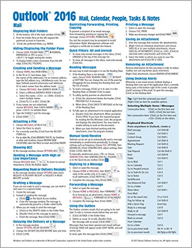 Book Cover Microsoft Outlook 2016 Mail, Calendar, People, Tasks, Notes Quick Reference - Windows Version (Cheat Sheet of Instructions, Tips & Shortcuts - Laminated Guide)
