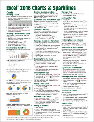 Book Cover Microsoft Excel 2016 Charts & Sparklines Quick Reference Guide - Windows Version (Cheat Sheet of Instructions, Tips & Shortcuts - Laminated Card)