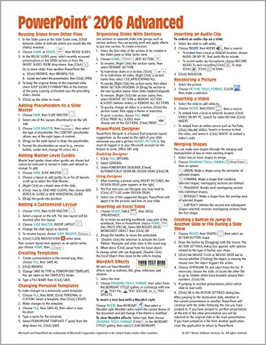 Book Cover Microsoft PowerPoint 2016 Advanced Quick Reference Guide - Windows Version (Cheat Sheet of Instructions, Tips & Shortcuts - Laminated Card)