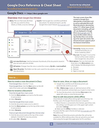 Book Cover Google Docs Reference and Cheat Sheet: The unofficial cheat sheet reference for Google's free online word processor