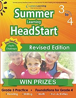 Book Cover Summer Learning HeadStart, Grade 3 to 4: Fun Activities Plus Math, Reading, and Language Workbooks: Bridge to Success with Common Core Aligned Resources and Workbooks