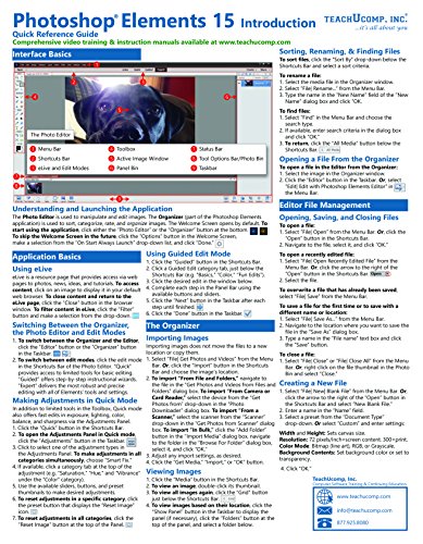 Book Cover Adobe Photoshop Elements 15 Introduction Quick Reference Training Tutorial Guide (Cheat Sheet of Instructions, Tips & Shortcuts - Laminated Card)
