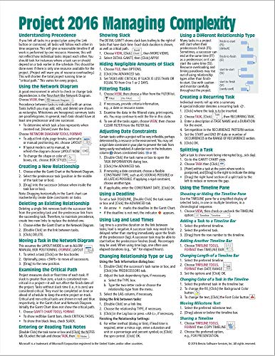 Book Cover Microsoft Project 2016 Quick Reference Guide Managing Complexity - Windows Version (Cheat Sheet of Instructions, Tips & Shortcuts - Laminated Card)