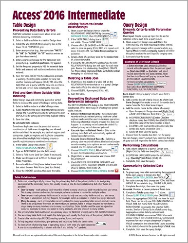 Book Cover Microsoft Access 2016 Intermediate Quick Reference Guide - Windows Version (Cheat Sheet of Instructions, Tips & Shortcuts - Laminated Card)
