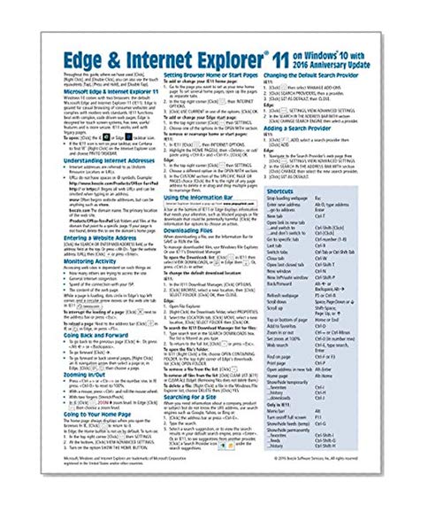 Book Cover Microsoft Edge and Internet Explorer 11 for Windows 10 Anniversary Update Quick Reference Guide (Cheat Sheet of Instructions, Tips & Shortcuts - Laminated Card)