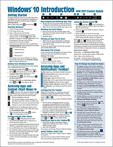 Book Cover Windows 10 Introduction with 2017 Creators Update Quick Reference Guide (Cheat Sheet of Instructions, Tips & Shortcuts - Laminated)