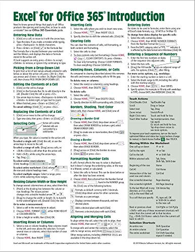 Book Cover Microsoft Excel 365 Introduction Quick Reference Guide - Windows Version (Cheat Sheet of Instructions, Tips & Shortcuts - Laminated Card)