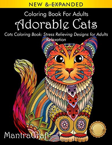 Book Cover Coloring Book For Adults: Adorable Cats: Cats Coloring Book: Stress Relieving Designs for Adults Relaxation