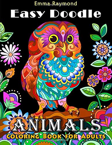 Book Cover Easy Doodle Animals: Coloring Book for Adults