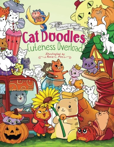 Book Cover Cat Doodles Cuteness Overload Coloring Book for Adults and Kids: A Cute and Fun Animal Coloring Book for All Ages