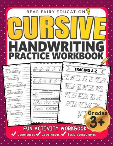 Book Cover Cursive Handwriting Practice Workbook for 3rd 4th 5th Graders: Cursive writing book, Alphabet Cursive Tracing Book, Cursive handwriting workbook for kids