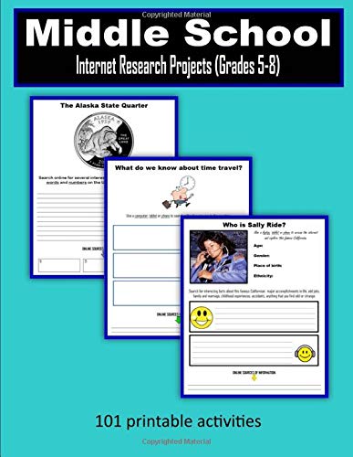 Book Cover Middle School Internet Research Projects (Grades 5-8)
