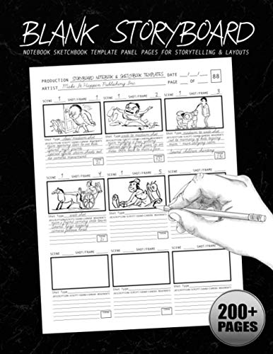 Book Cover Blank Storyboard: Notebook Sketchbook Template Panel Pages for Storytelling & Layouts: 200+ Pages with 9x9 Story Board Frames on 8.5
