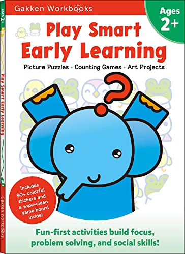 Book Cover Play Smart Early Learning Age 2+: Preschool Activity Workbook with Stickers for Toddlers Ages 2, 3, 4: Learn Essential First Skills: Tracing, Coloring, Shapes (Full Color Pages)