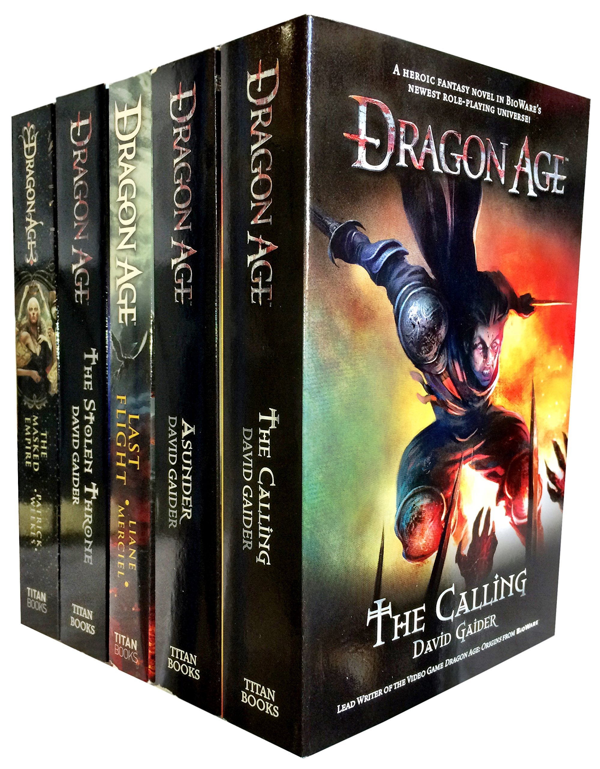 Book Cover David Gaider Dragon Age Series 5 Books Collection Set (Stolen Throne, Calling, Asunder, Last Flight, Masked Empire)