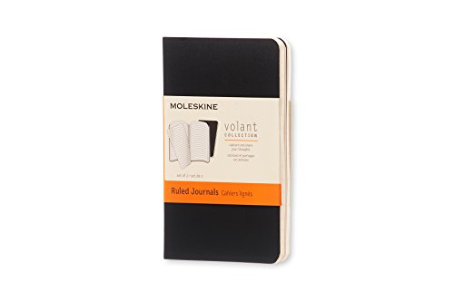 Book Cover Moleskine Volant Notebook (Set of 2), Extra Small, Ruled, Black, Soft Cover (2.5 x 4)
