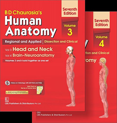 Book Cover B.D.Chaurasia's Human Anatomy: Regional and Applied Dissection and Clinical Volume 3 : Head and Neck & Volume 4 : Brain - Neuroanatomy With CD & Wall Chart