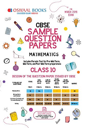 Book Cover Oswaal CBSE Sample Question Paper Class 10 Mathematics (For March 2019 Exam)