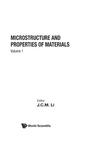 Book Cover Microstructure And Properties Of Materials (Volume 1)