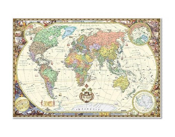 Antique Style World Wall Map (Wall Map, Laminated) (Illustrated World Map) (Map)