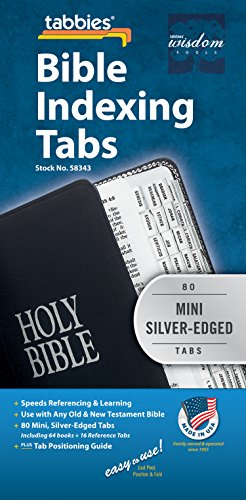 Book Cover Tabbies Mini Silver-Edged Bible Indexing Tabs, Old & New Testament, 80 Tabs Including 64 Books & 16