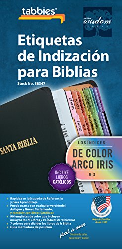 Book Cover Bible Tab-Spanish-Rainbow Colored 90 Tabs