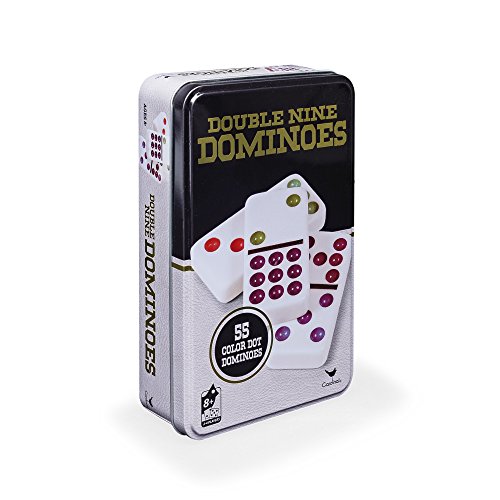 Book Cover Double 9 Color Dot Dominoes in Collectors Tin (styles will vary)