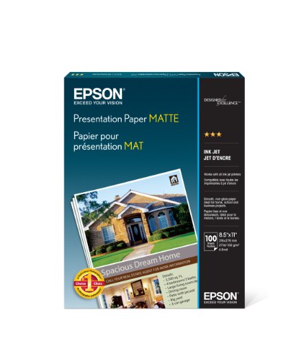 Book Cover Epson S041062 Matte Presentation Paper, 27 lbs., Matte, 8-1/2 x 11 (Pack of 100 Sheets)