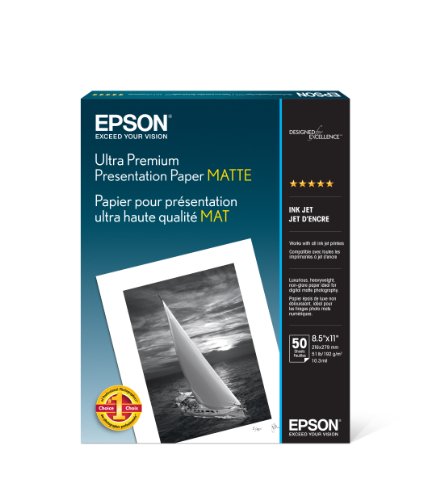Book Cover Epson Ultra Premium Presentation Paper Matte (8.5x11 Inches, 50 Sheets) (S041341)