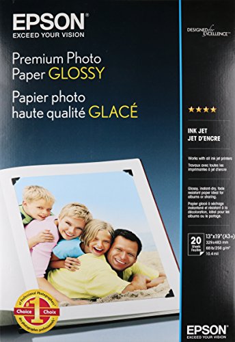 Book Cover Epson Premium Photo Paper GLOSSY (13x19 Inches, 20 Sheets) (S041289)