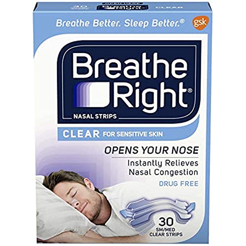 Book Cover Breathe Right Nasal Strips, Small/Medium, Clear, 30 Count