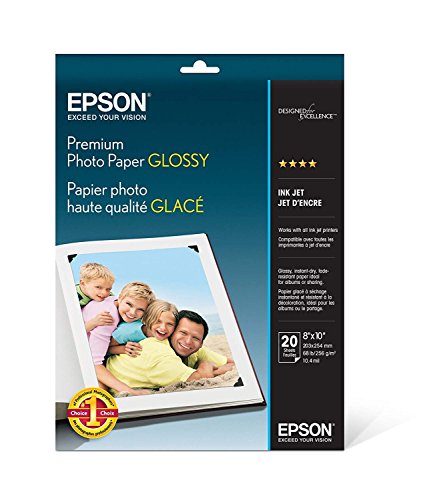 Book Cover Epson Premium Photo Paper GLOSSY (8x10 Inches, 20 Sheets) (S041465)
