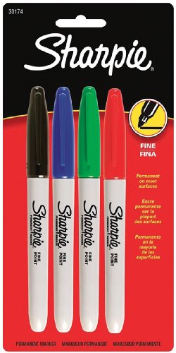 Book Cover Sharpie 30174 Permanent Marker Set of 4 (Red, Blue, Green, Black)