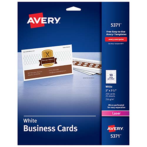 Book Cover Avery Printable Business Cards, Laser Printers, 250 Cards, 2 x 3.5 (5371)