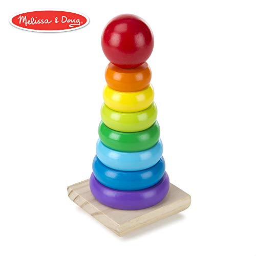 Book Cover Melissa & Doug Rainbow Stacker Classic Toy (Developmental Toys, Superior Craftsmanship, 8 Smooth Rings, Solid Wood Base)