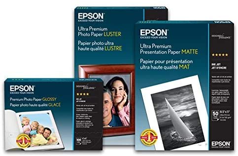 Book Cover Epson S041405 Ultra Premium Photo Paper, 64 lbs., Luster, 8-1/2 x 11 (Pack of 50 Sheets),White (Packaging May Vary)