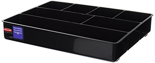 Book Cover Rubbermaid Extra Deep Desk Drawer Director Tray, Plastic, 11.875 x 15 x 2.5 Inches, Black