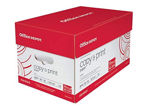 Book Cover Office Depot White Copy Paper, 8 1/2in. x 11in., 20 Lb., 84 Brightness, Case Of 10 Reams