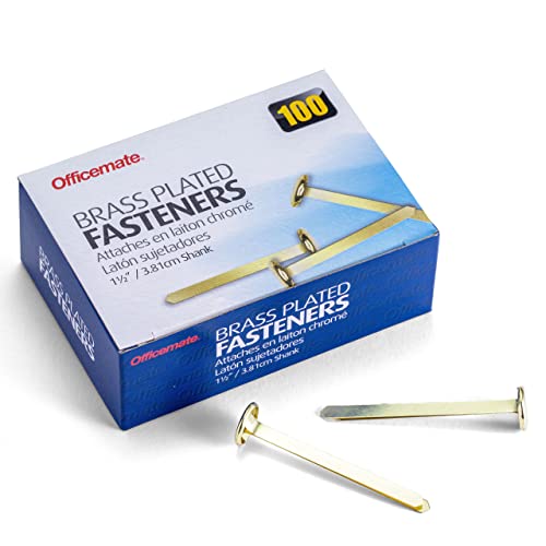 OIC Officemate Round Head Fasteners (OIC99816) Gold 1.5 Inch Shank