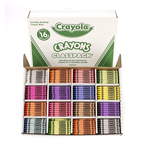 Book Cover Crayola Classpack Assortment, School Supplies, 16 Different Colors (50 Each), 800 Regular Size Crayons