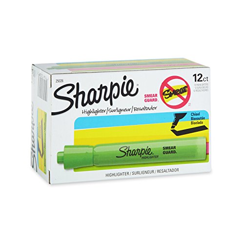 Book Cover Sharpie 25026 Accent Tank-Style Highlighter, Fluorescent Green, 12-Pack