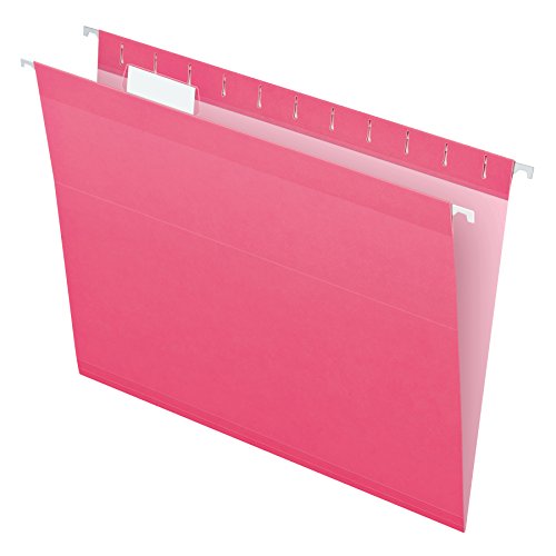 Book Cover Pendaflex Reinforced Hanging File Folders, Letter Size, Pink, 1/5 Cut, 25/BX (4152 1/5 PIN)