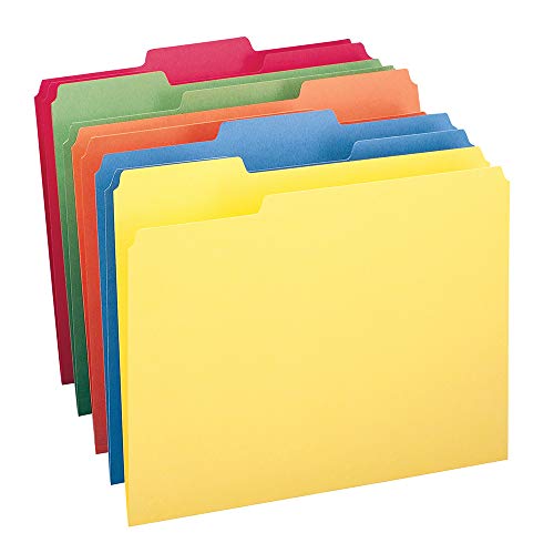 Book Cover Smead File Folder, 1/3-Cut Tab, Letter Size, Assorted Colors, 100 per Box, (11943)